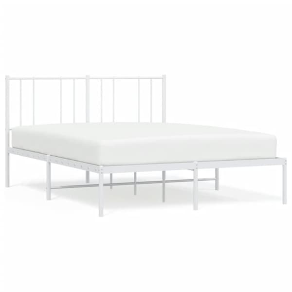 The Living Store sengeramme med sengegavl 120x200 cm metal hvid -  Senge & sengeramme