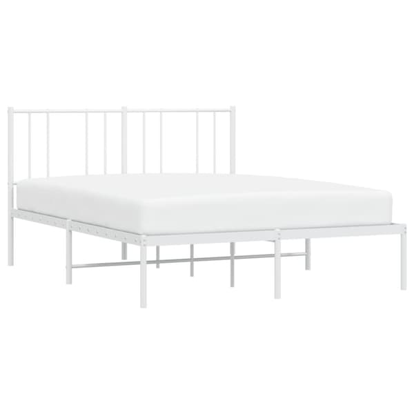 The Living Store sengeramme med sengegavl 120x200 cm metal hvid -  Senge & sengeramme