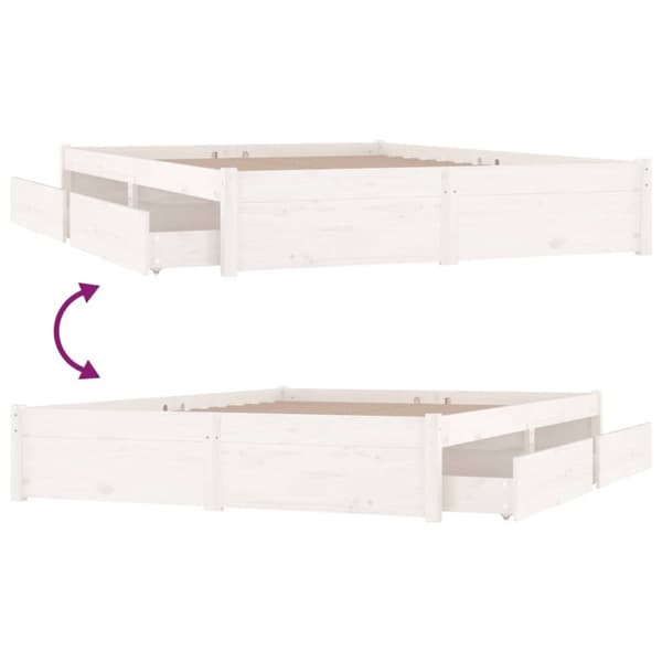 The Living Store sengeramme med skuffer 150x200 cm King Size hvid - Senge & sengeramme