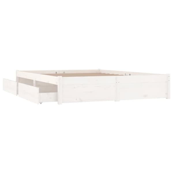 The Living Store sengeramme med skuffer 150x200 cm King Size hvid - Senge & sengeramme
