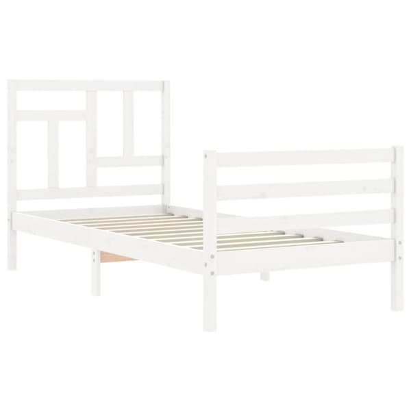 The Living Store sengeramme med sengegavl Single massivt træ hvid - Senge & sengeramme