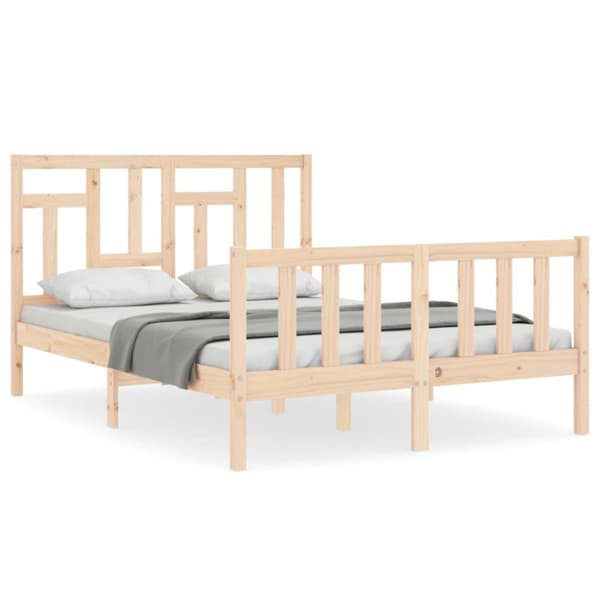 The Living Store sengeramme med sengegavl 140x190 cm massivt træ - Senge & sengeramme