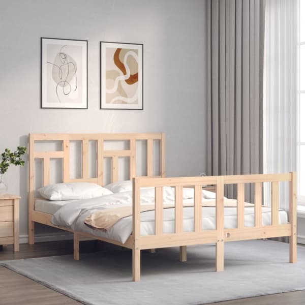 The Living Store sengeramme med sengegavl 140x190 cm massivt træ - Senge & sengeramme