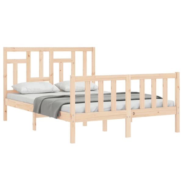 The Living Store sengeramme med sengegavl 140x190 cm massivt træ - Senge & sengeramme