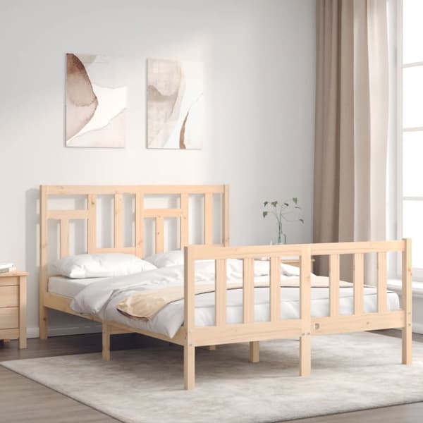 The Living Store sengeramme med sengegavl 140x190 cm massivt træ - Senge & sengeramme