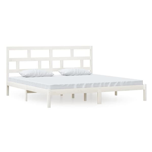The Living Store sengeramme 200x200 cm massivt fyrretræ hvid - Senge & sengeramme