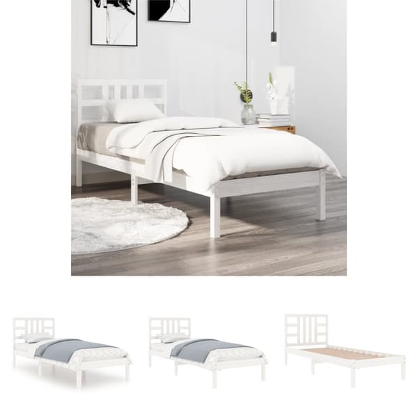 The Living Store sengeramme 90x200 cm massivt træ hvid -  Senge & sengeramme