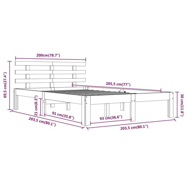 The Living Store sengeramme 200x200 cm massivt træ hvid - Senge & sengeramme