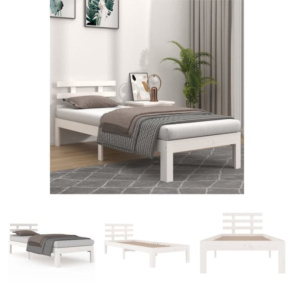 The Living Store Sängram vit massivt trä 90x200 cm -  Sängar & sängramar