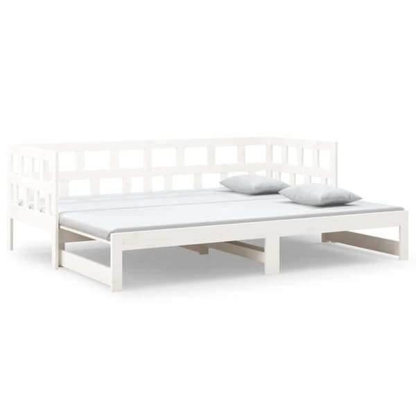 The Living Store Dagbädd utdragbar vit massiv furu 2x(90x200) cm -  Sängar & sängramar