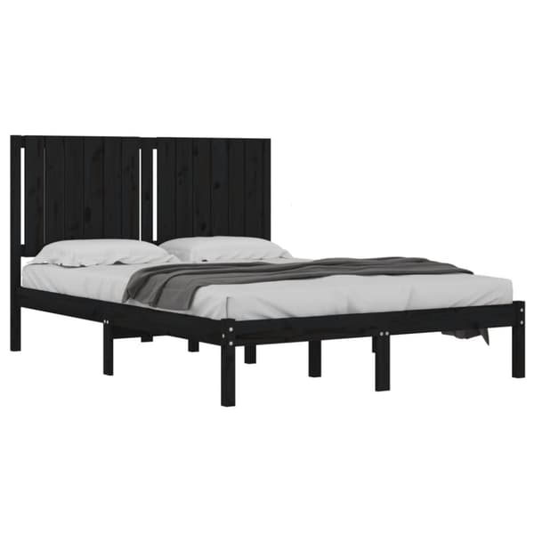 The Living Store sengeramme 140x190 cm massivt fyrretræ sort - Senge & sengeramme