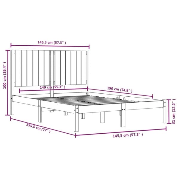 The Living Store sengeramme 140x190 cm massivt fyrretræ sort - Senge & sengeramme