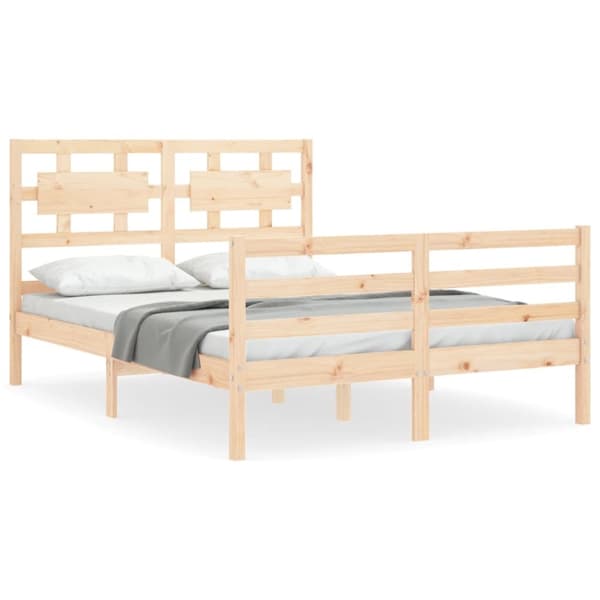 The Living Store sengeramme med sengegavl 120x200 cm massivt træ hvid -  Senge & sengeramme