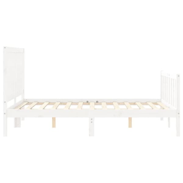 The Living Store sengeramme med sengegavl 120x200 cm massivt træ hvid -  Senge & sengeramme
