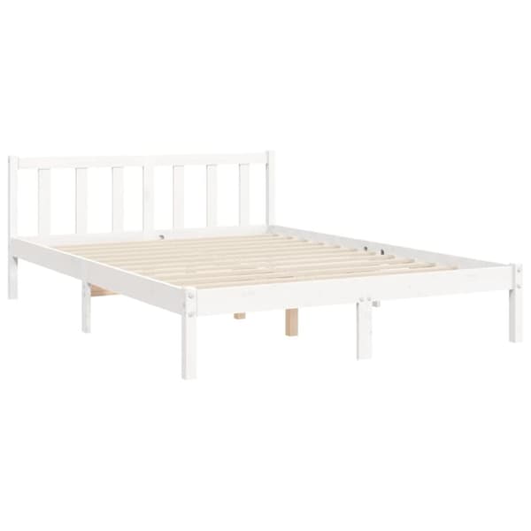 The Living Store sengeramme med sengegavl 120x200 cm massivt træ hvid -  Senge & sengeramme