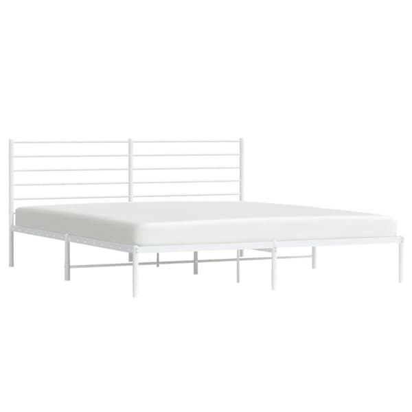 The Living Store sengeramme med sengegavl 180x200 cm metal hvid - Senge & sengeramme