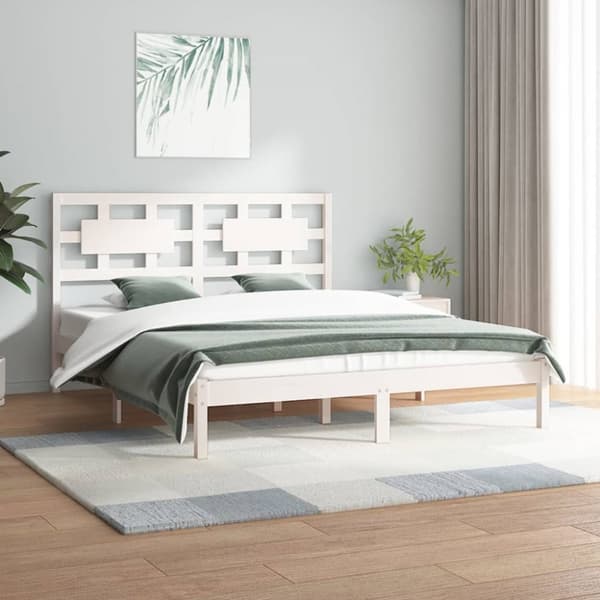 The Living Store sengeramme 120x200 cm massivt fyrretræ hvid - Senge & sengeramme