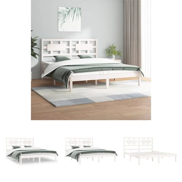 The Living Store sengeramme 120x200 cm massivt fyrretræ hvid - Senge & sengeramme