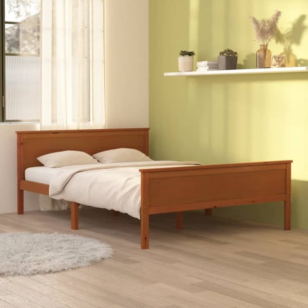 The Living Store sengeramme 120x200 cm massivt fyrretræ gyldenbrun -  Senge & sengeramme