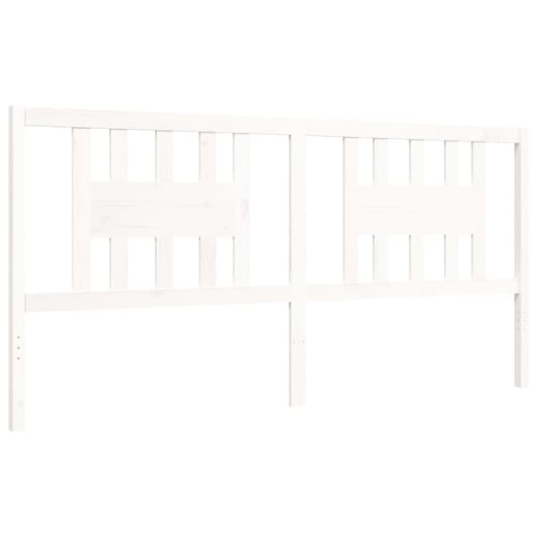 The Living Store Sängram med huvudgavel vit 200x200 cm massivt trä - Sängar & sängramar