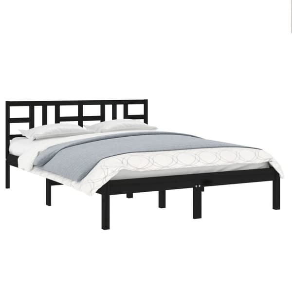 The Living Store sengeramme 200x200 cm massivt træ sort - Senge & sengeramme
