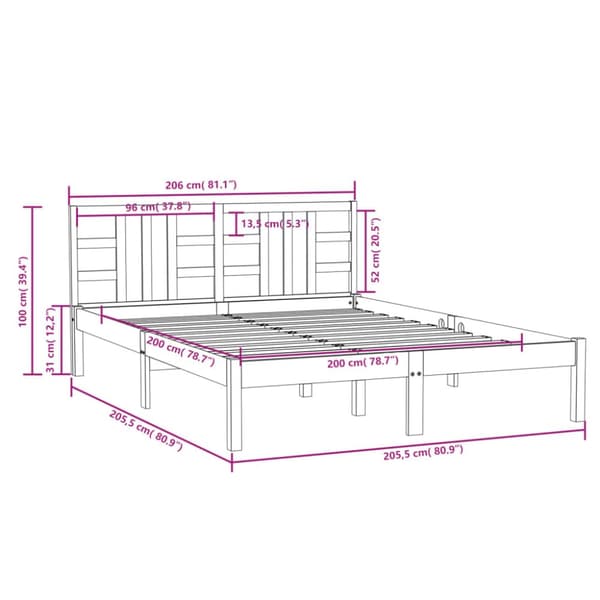 The Living Store sengeramme 200x200 cm massivt træ sort - Senge & sengeramme