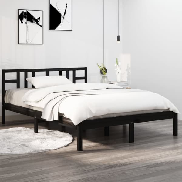The Living Store sengeramme 200x200 cm massivt træ sort - Senge & sengeramme