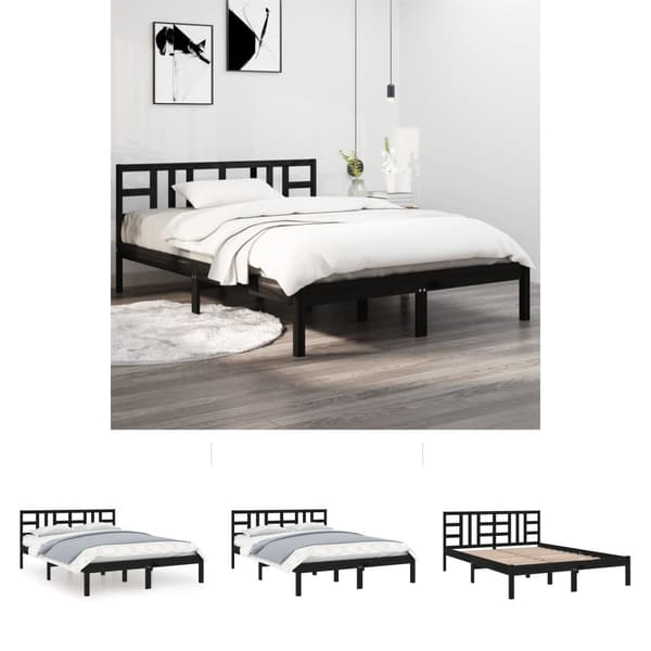 The Living Store sengeramme 200x200 cm massivt træ sort - Senge & sengeramme