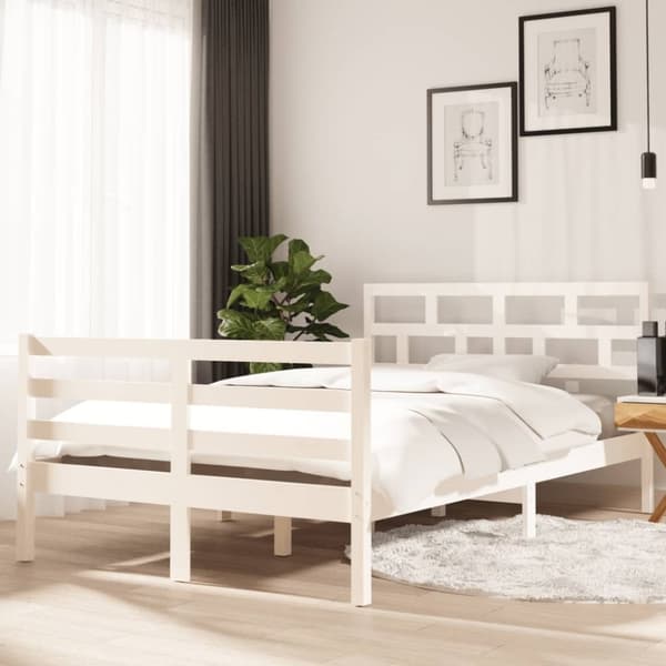 The Living Store sengeramme 120x200 cm massivt træ hvid - Senge & sengeramme