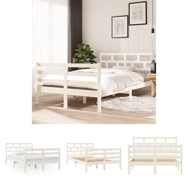 The Living Store sengeramme 120x200 cm massivt træ hvid -  Senge & sengeramme