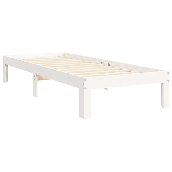 The Living Store Sängram med huvudgavel vit 90x200 cm massivt trä -  Sängar & sängramar