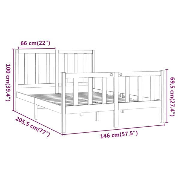 The Living Store sengeramme 140x190 cm massivt fyrretræ -  Senge & sengeramme