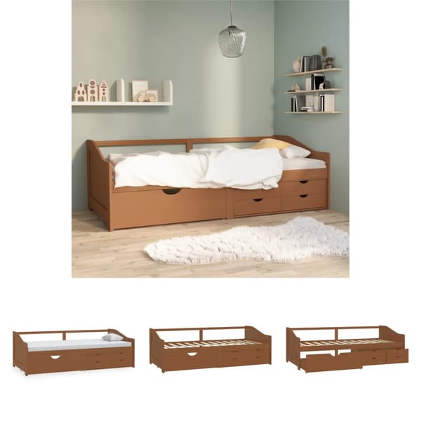 The Living Store Dagbädd 3-sits honungsbrun massiv furu 90x200 cm -  Sängar & sängramar