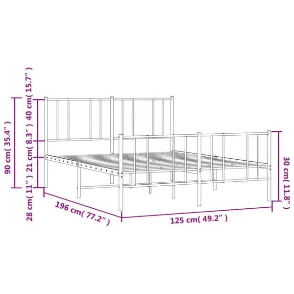 The Living Store sengeramme med sengegavl og fodgærde 120x190 cm metal sort - Senge & sengeramme