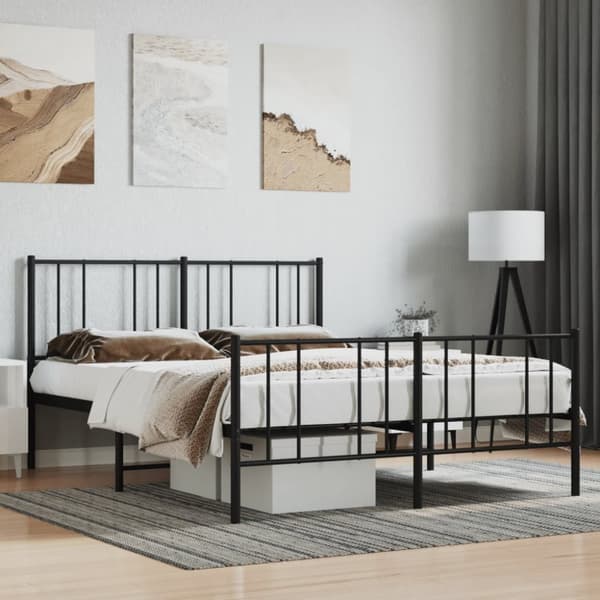 The Living Store sengeramme med sengegavl og fodgærde 120x190 cm metal sort -  Senge & sengeramme