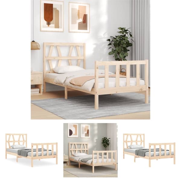 The Living Store sengeramme med sengegavl 90x200 cm massivt træ -  Senge & sengeramme