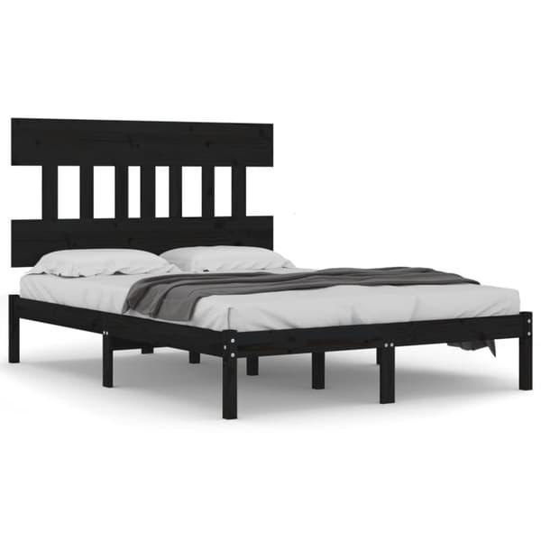 The Living Store sengeramme 140x190 cm massivt træ sort -  Senge & sengeramme