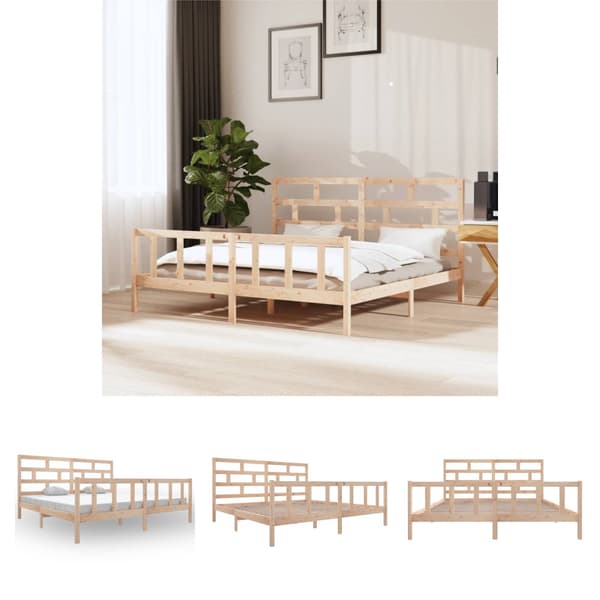 The Living Store sengeramme 200x200 cm massivt fyrretræ -  Senge & sengeramme
