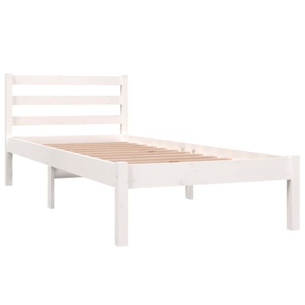 The Living Store sengeramme 75x190 cm Small Single massivt fyrretræ hvid - Senge & sengeramme