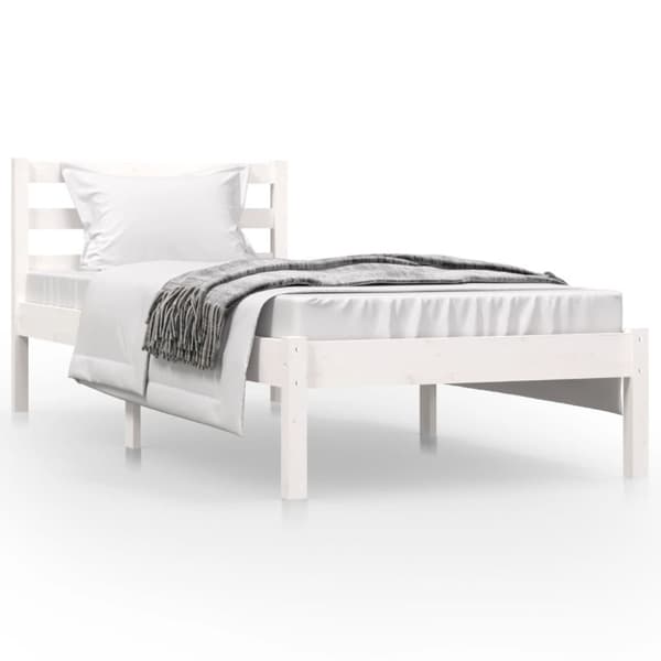 The Living Store sengeramme 75x190 cm Small Single massivt fyrretræ hvid - Senge & sengeramme