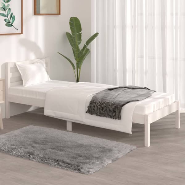 The Living Store sengeramme 75x190 cm Small Single massivt fyrretræ hvid - Senge & sengeramme