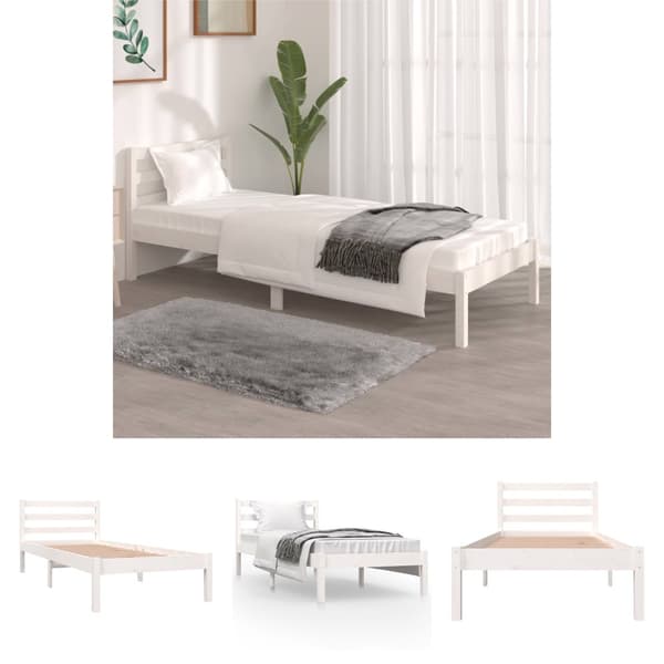 The Living Store sengeramme 75x190 cm Small Single massivt fyrretræ hvid -  Senge & sengeramme