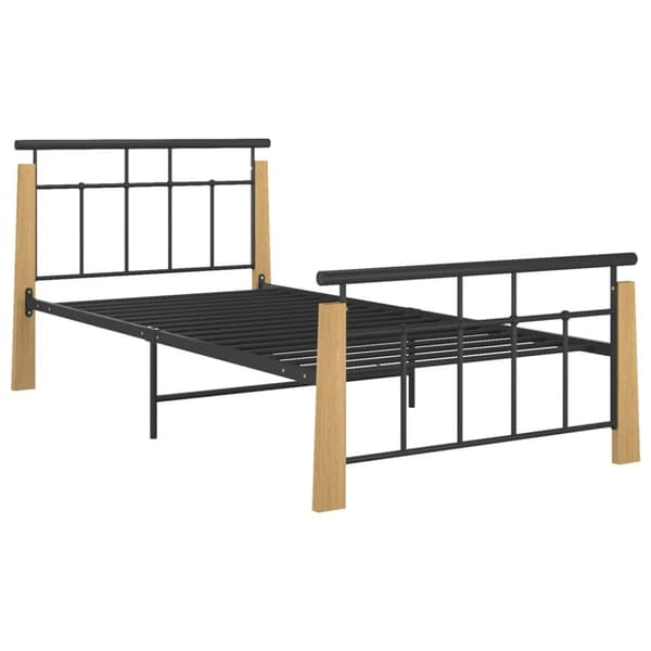 The Living Store sengestel 90x200 cm massivt egetræ og metal - Senge & sengeramme