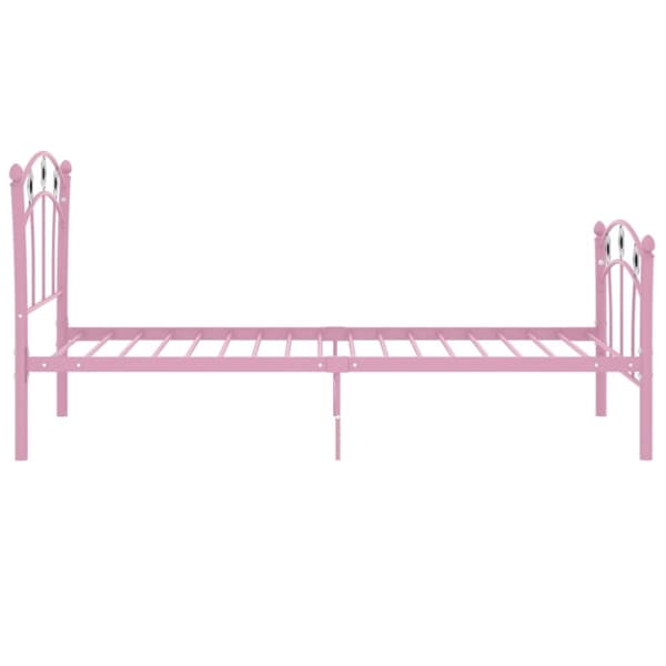 The Living Store Sängynrunko jalkapallokoristeet pinkki metalli 90x200 cm -  Sängyt & sängynrungot