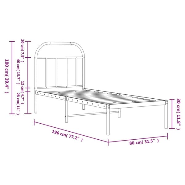 The Living Store sengeramme med sengegavl 75x190 cm metal sort -  Senge & sengeramme