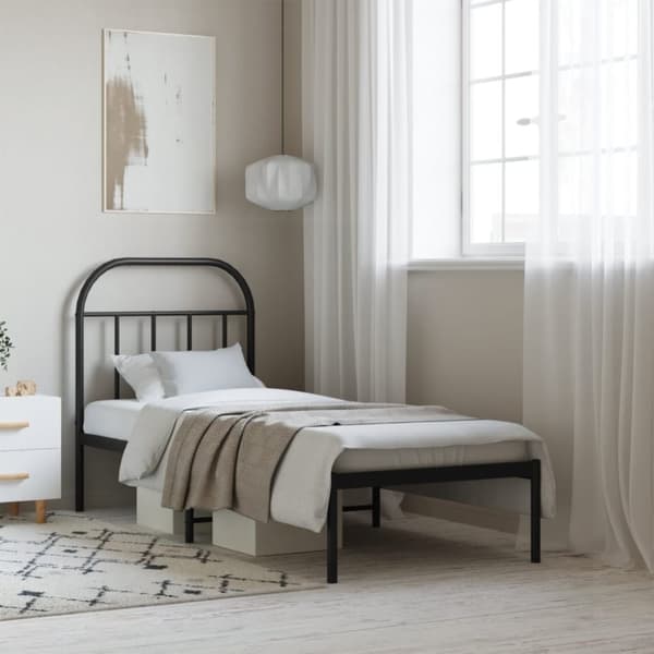 The Living Store sengeramme med sengegavl 75x190 cm metal sort - Senge & sengeramme