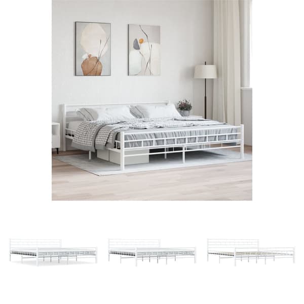 The Living Store sengestel 200 x 200 cm metal hvid - Senge & sengeramme