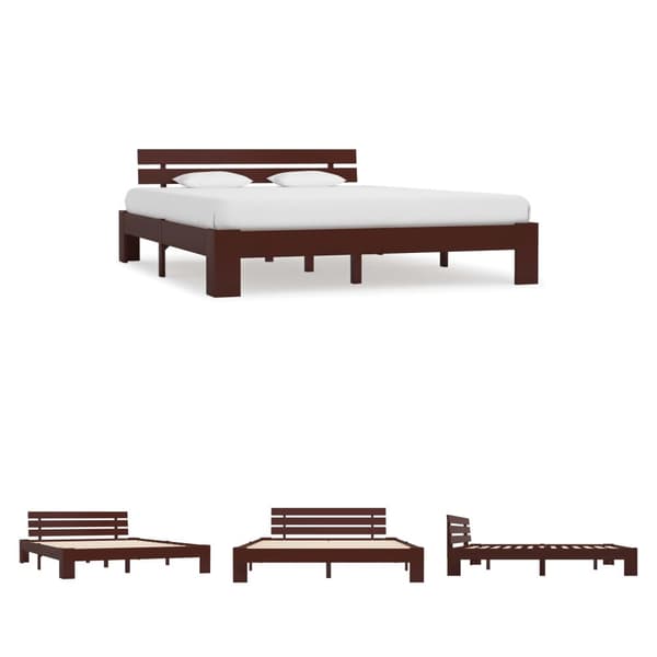 The Living Store sengestel massivt fyrretræ 180 x 200 cm mørkebrun - Senge & sengeramme
