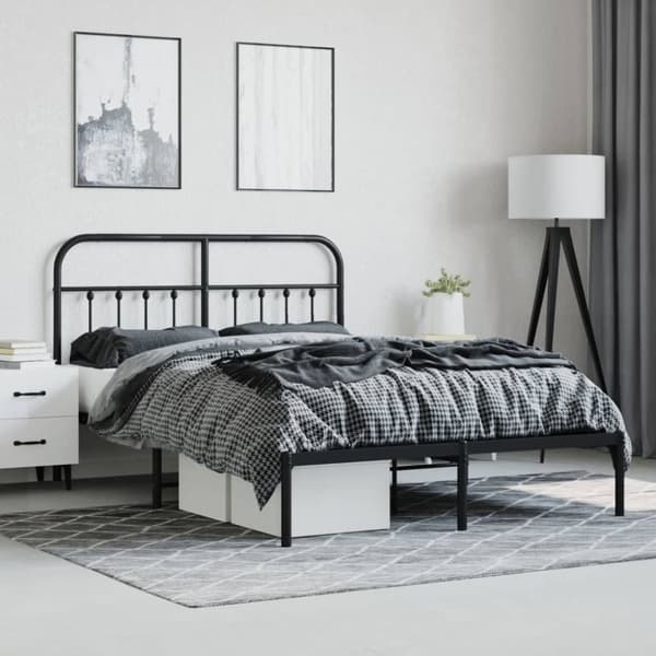 The Living Store sengeramme med sengegavl 140x190 cm metal sort - Senge & sengeramme