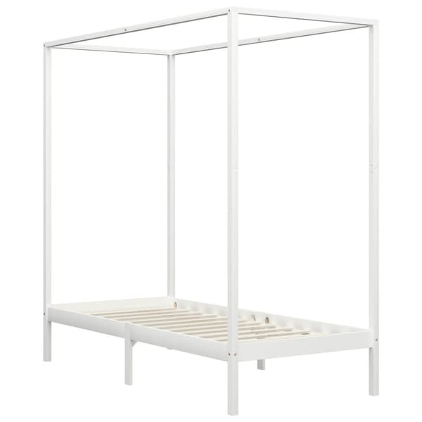 The Living Store sengestel til himmelseng 100 x 200 cm massivt fyrretræ hvid -  Senge & sengeramme